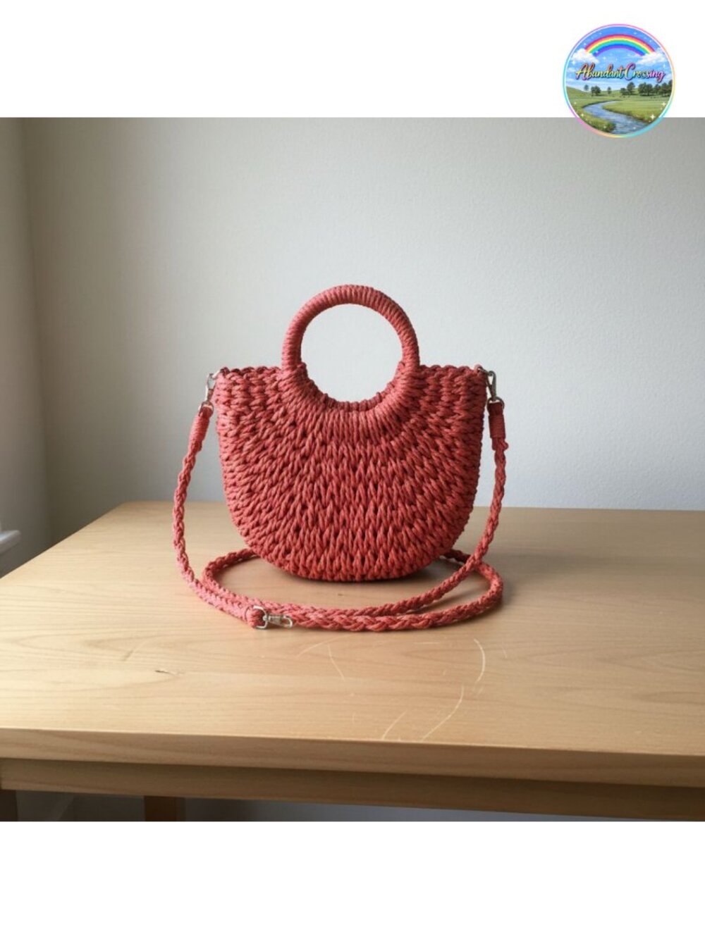 Handwoven Straw Beach Bag Crossbody Top Handle Satchel Handbag Purse